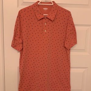 Men’s Medium Pink Old Navy Soft Wash Polo with Navy Palm Trees